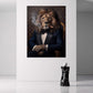 Leone in abito con sigaro ritratto lusso quadro