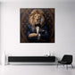 Leone in smoking con sigaro ritratto lusso elegante quadro