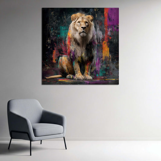 Leone Pop Art ritratto animale colorato arte contemporanea quadro