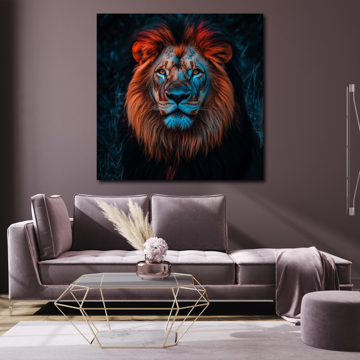 Leone ritratto animale selvaggio sguardo intenso quadro