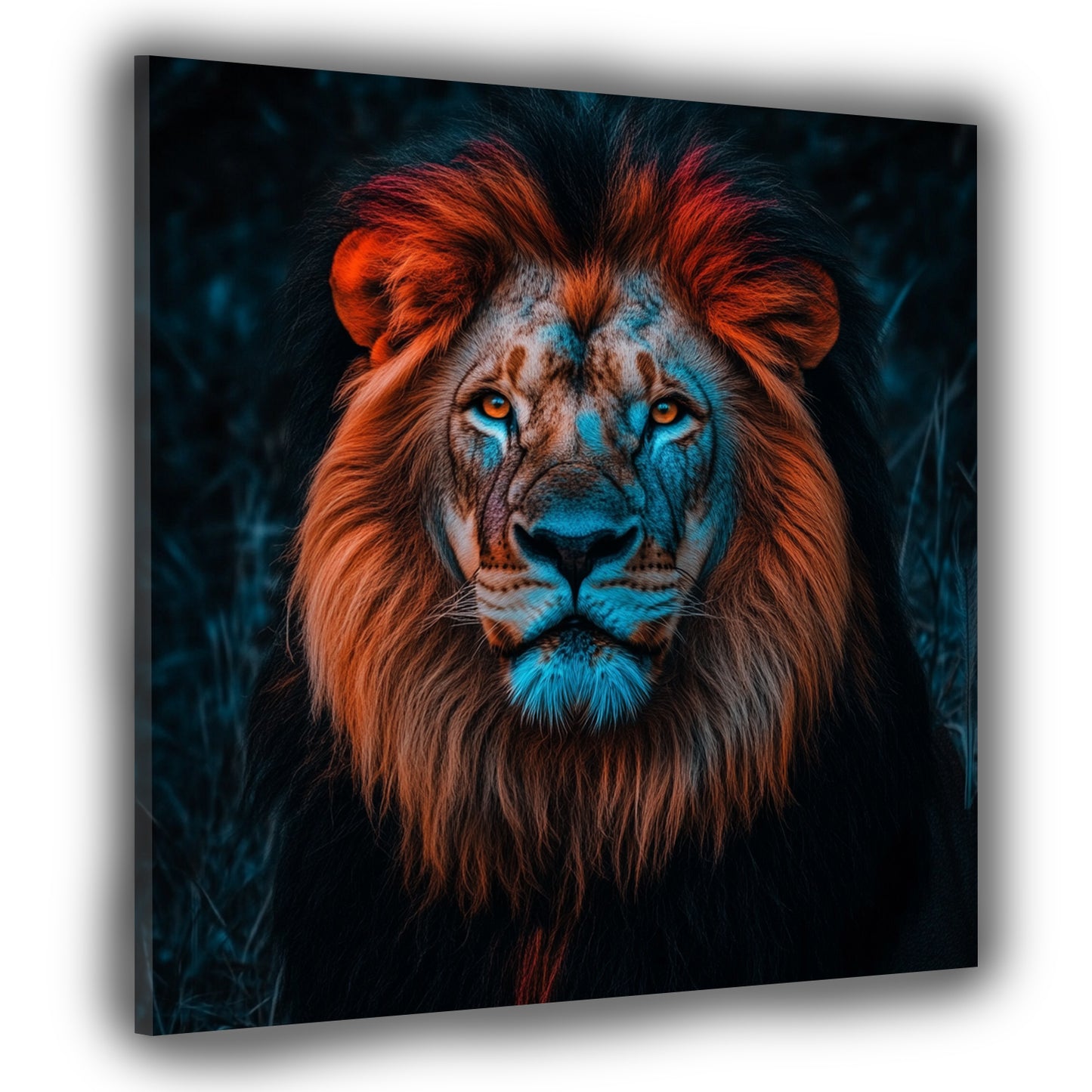 Leone ritratto animale selvaggio sguardo intenso quadro