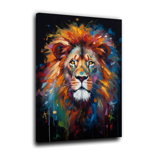 Leone testa Pop Art esplosione di colori arte moderna quadro