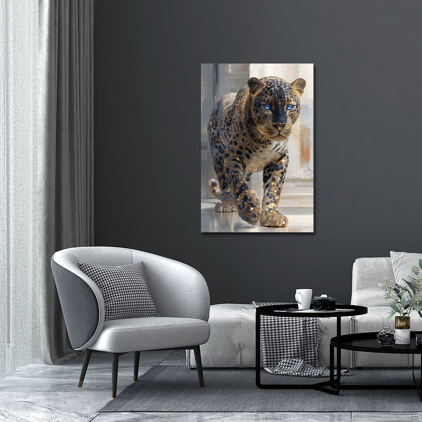 Leopardo con occhi blu in elegante stile cristallo quadro