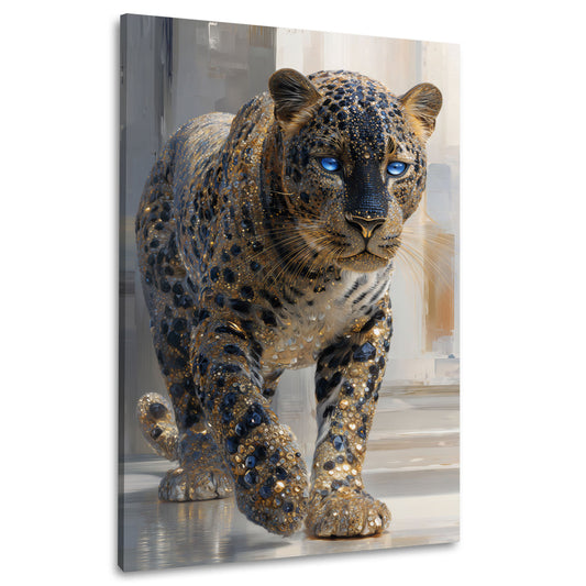 Leopardo con occhi blu in elegante stile cristallo quadro