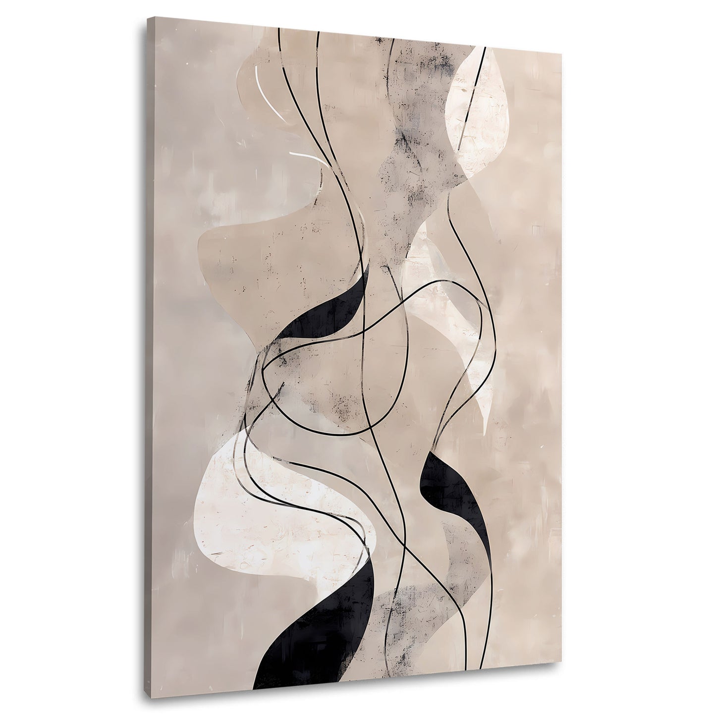 Linee astratte forme fluide colori neutri quadro