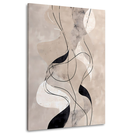 Linee astratte forme fluide colori neutri quadro
