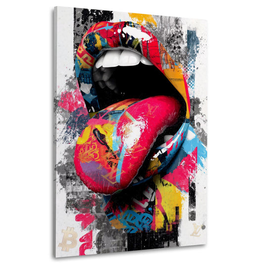 Labbra e lingua con design di lusso nella Pop Art quadro