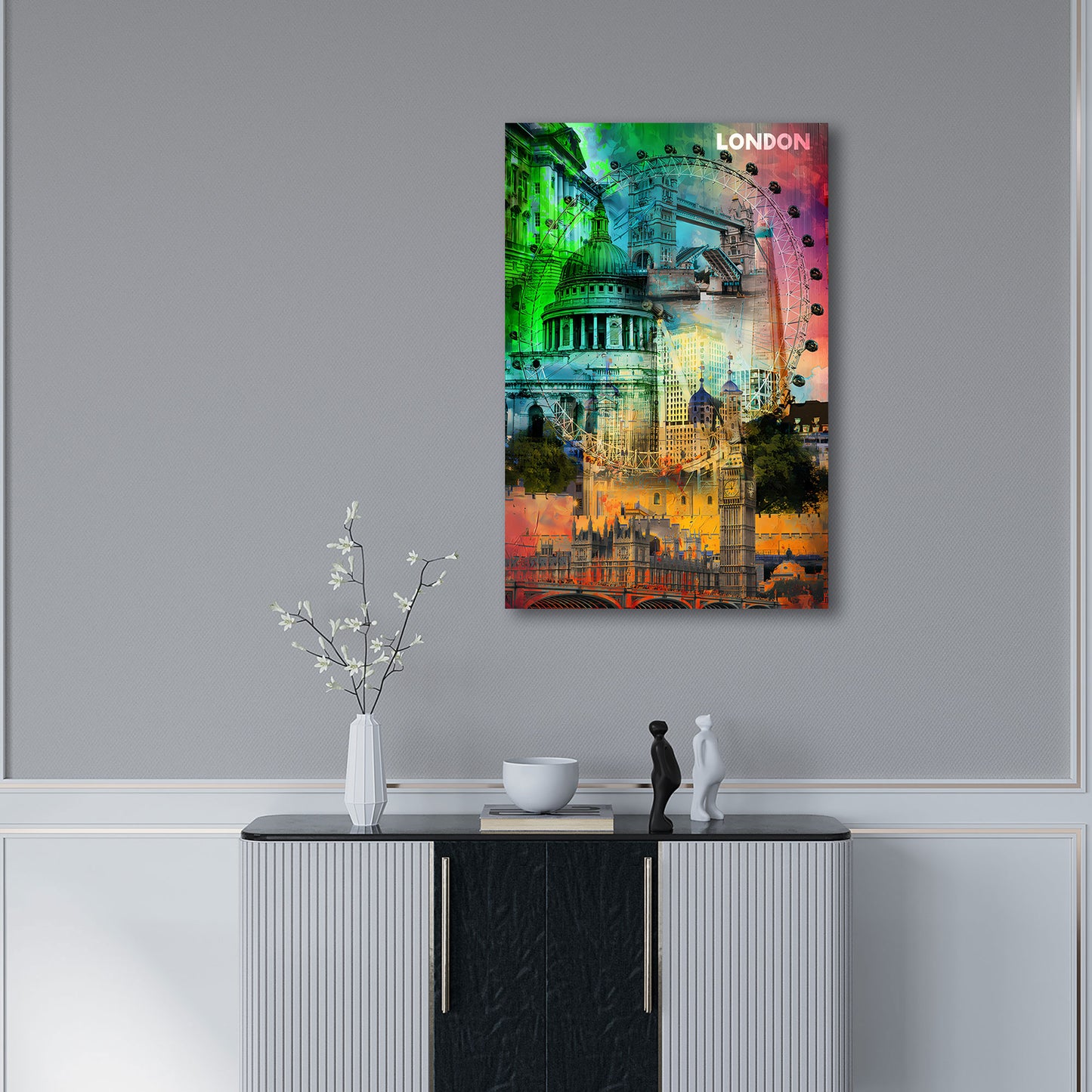 Londra pop art big ben ruota panoramica architettura quadro