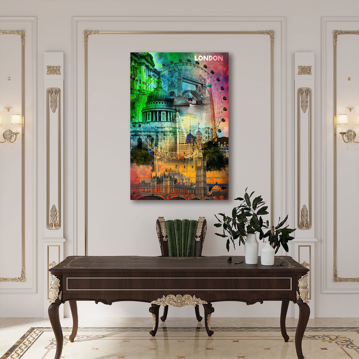 Londra pop art big ben ruota panoramica architettura quadro