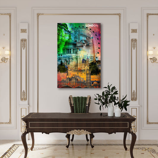 Londra pop art big ben ruota panoramica architettura quadro