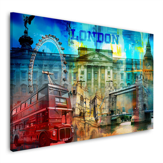 Londra pop art colorata bus ruota panoramica architettura quadro