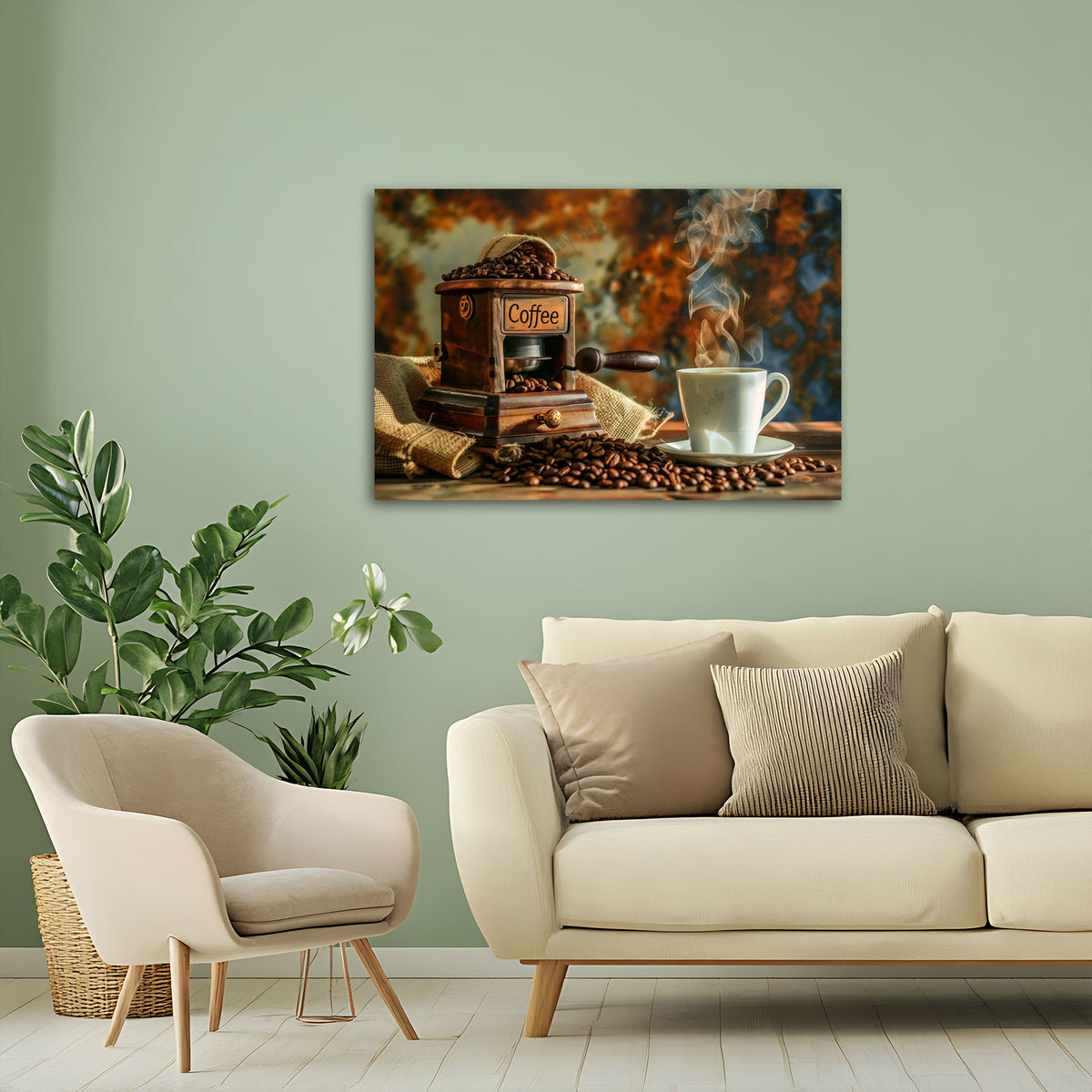 Quadro macinacaffè vintage ambientato