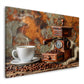 Macinacaffè e tazza con chicchi di caffè freschi quadro