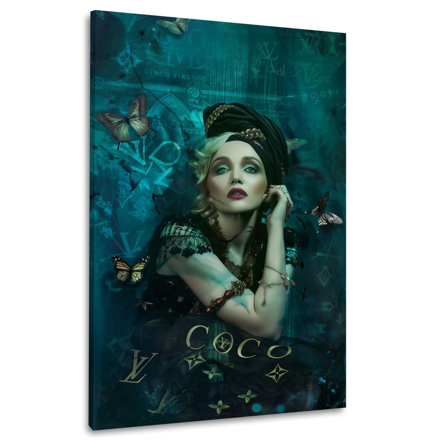 Madonna ritratto fashion con farfalle e stile elegante quadro