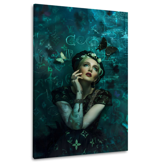 Madonna ritratto fashion elegante con belle farfalle quadro