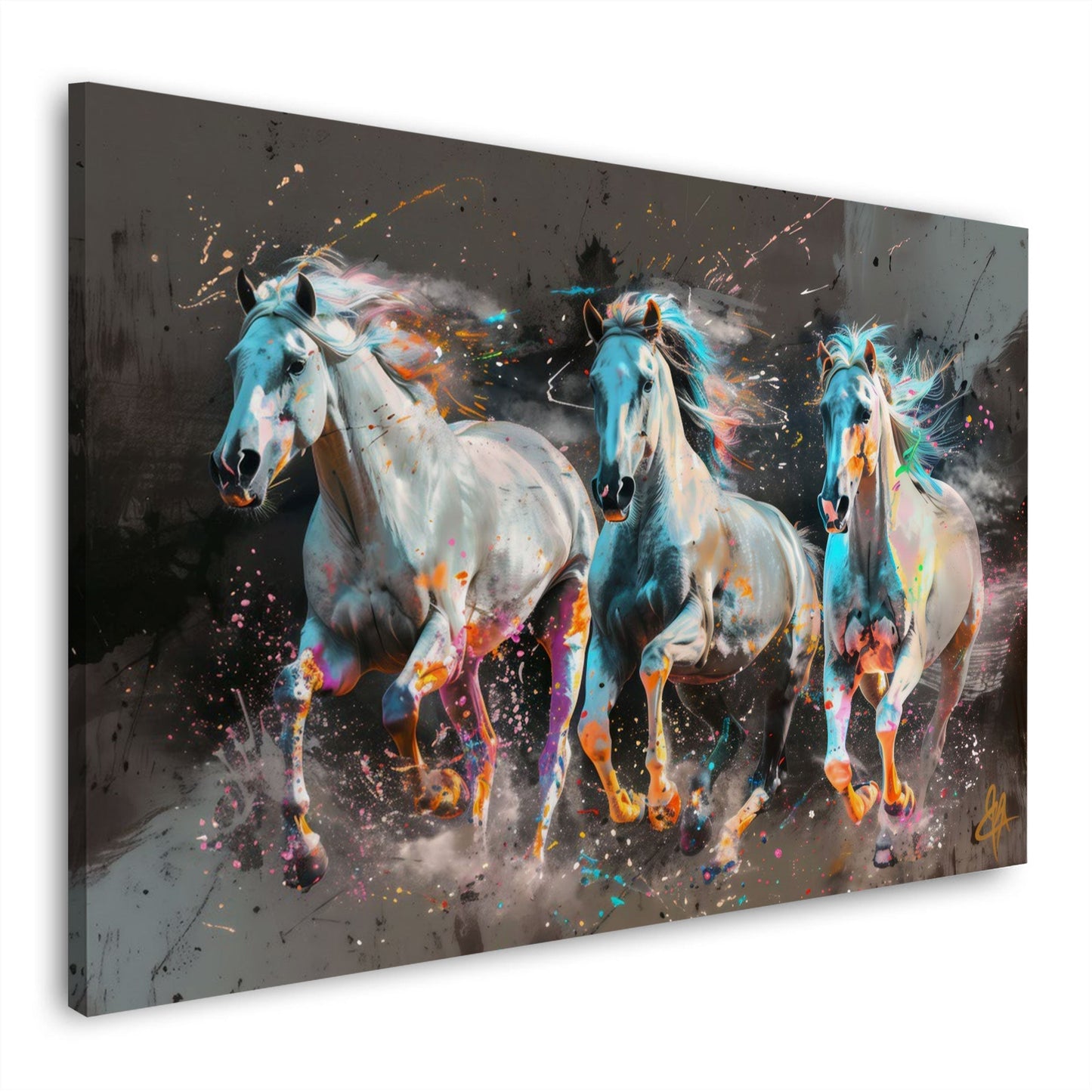 Mandria cavalli colorata espressiva dai toni caldi quadro