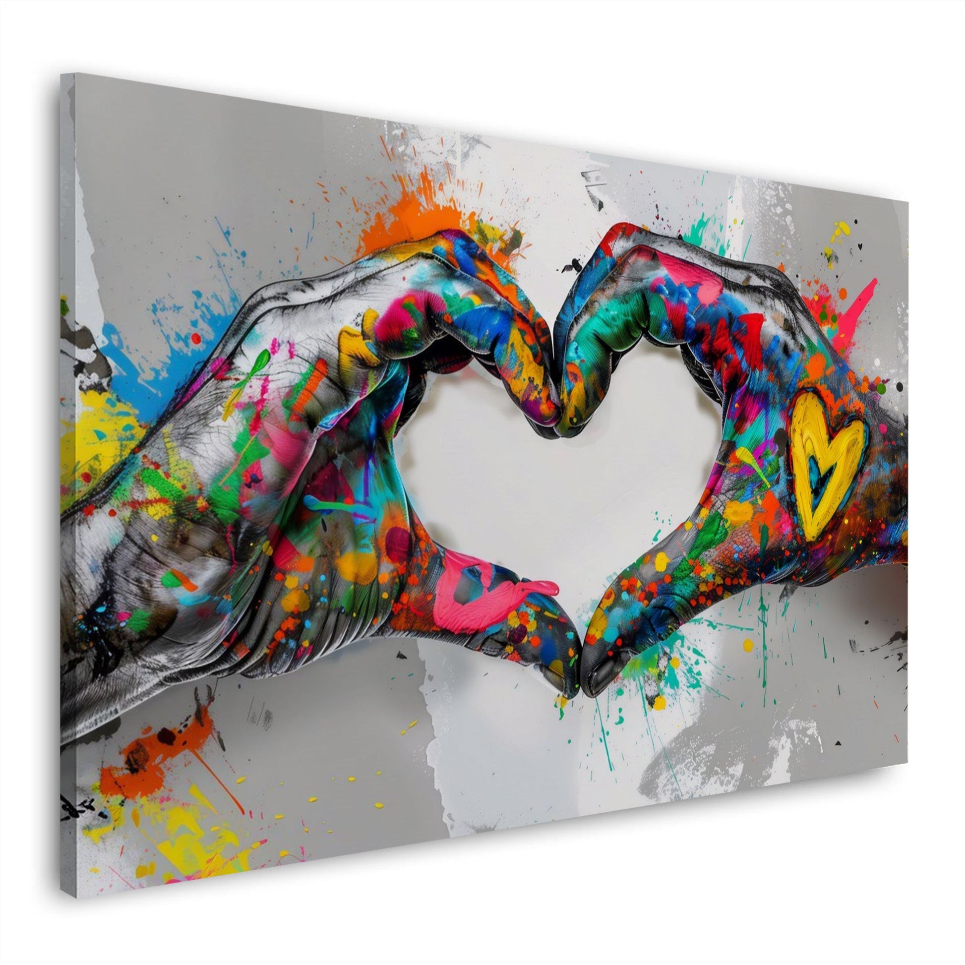 Mani che creano un cuore nella vivace Pop Art quadro