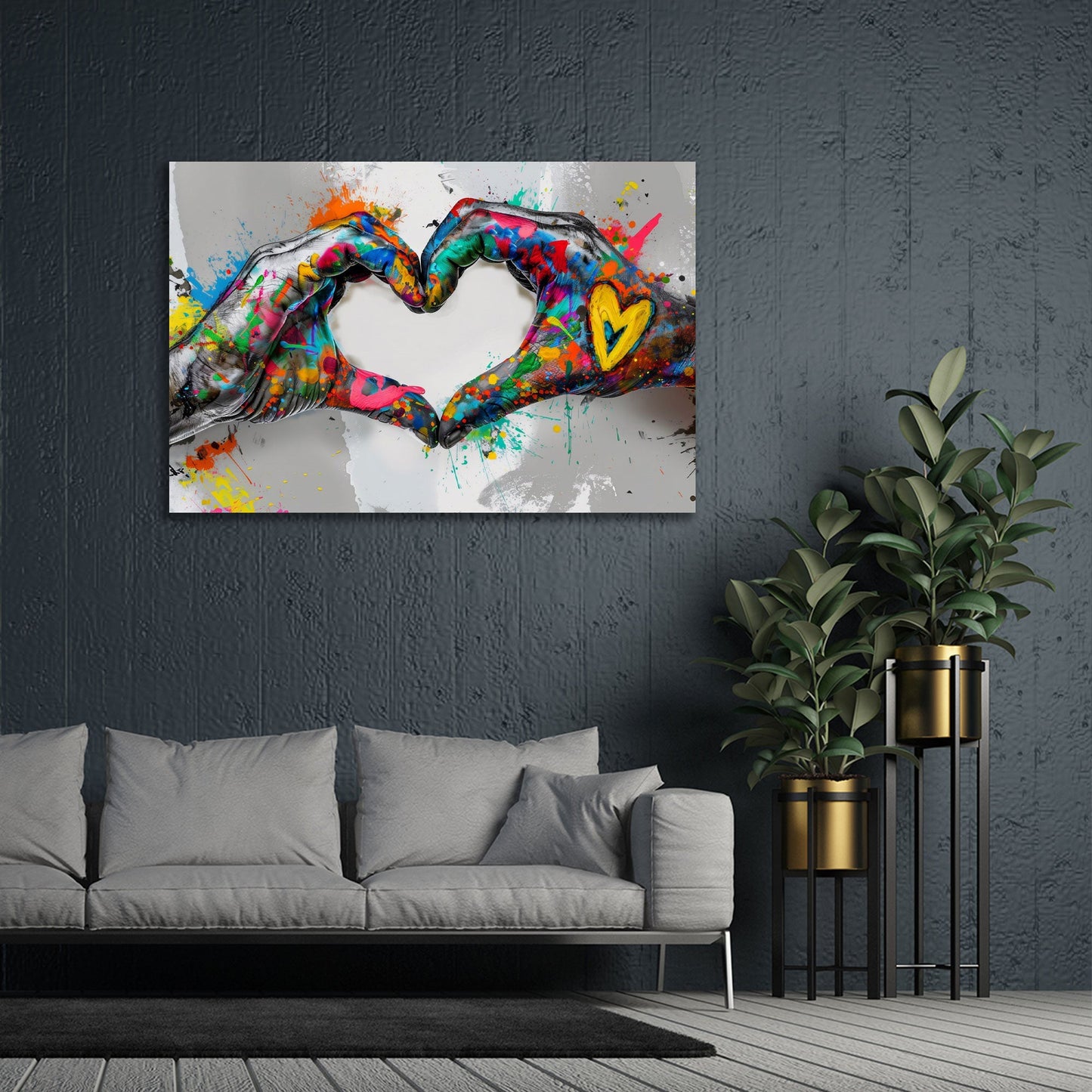 Mani che creano un cuore nella vivace Pop Art quadro