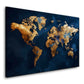 Mappa del mondo astratta blu e oro in stile moderno quadro
