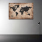 Mappa del mondo in stile vintage antico con bussola quadro