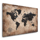 Mappa del mondo in stile vintage antico con bussola quadro