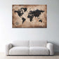 Mappa del mondo in stile vintage antico con bussola quadro