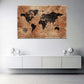 Mappa del mondo marrone in stile vintage antico con bussola quadro