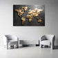 Mappa del mondo moderna con motivi geometrici dorati quadro