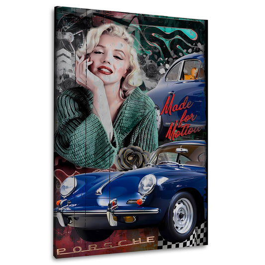 Marilyn auto d’epoca icona retrò arte pop quadro