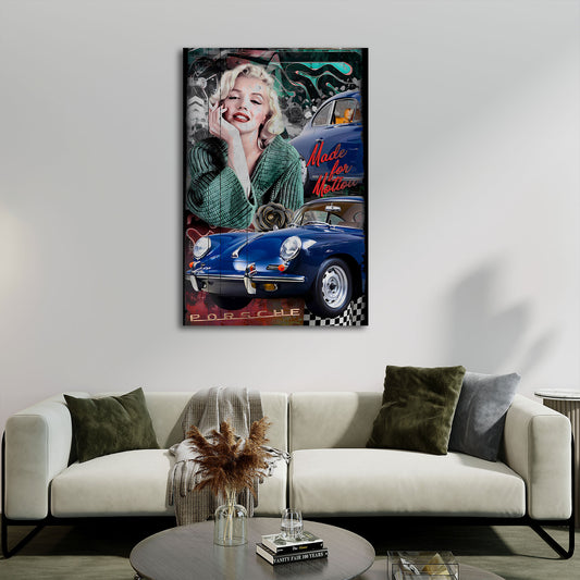 Marilyn auto d’epoca icona retrò arte pop quadro