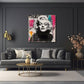 Marilyn bionda in bianco nero con sfondo astratto quadro