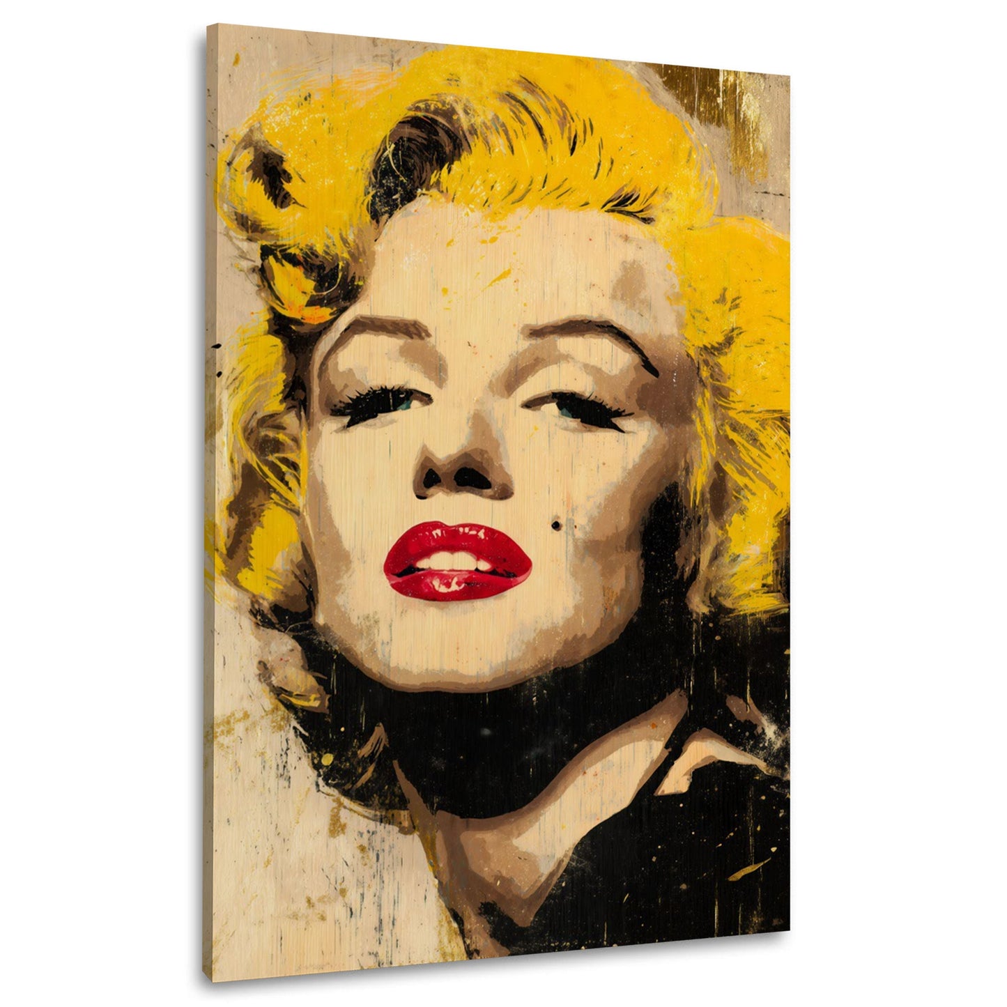 Marilyn con capelli dorati e labbra rosse in arte moderna quadro