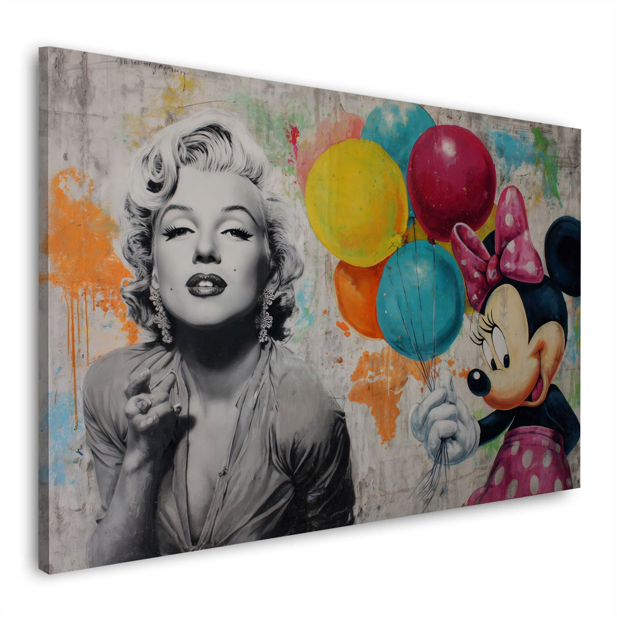 Marilyn con topolina e palloncini rossi in stile graffiti quadro
