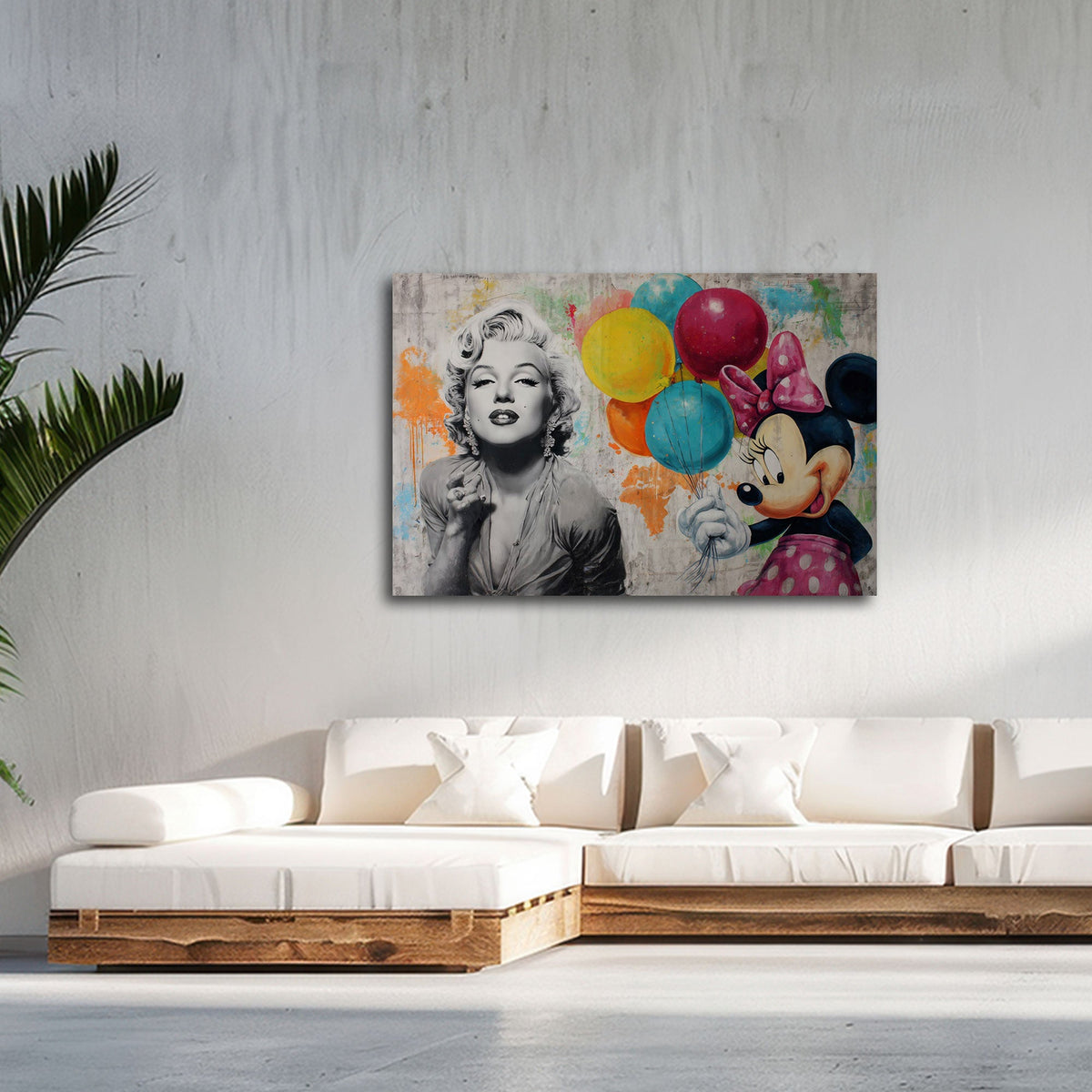 Marilyn con topolina e palloncini rossi in stile graffiti quadro