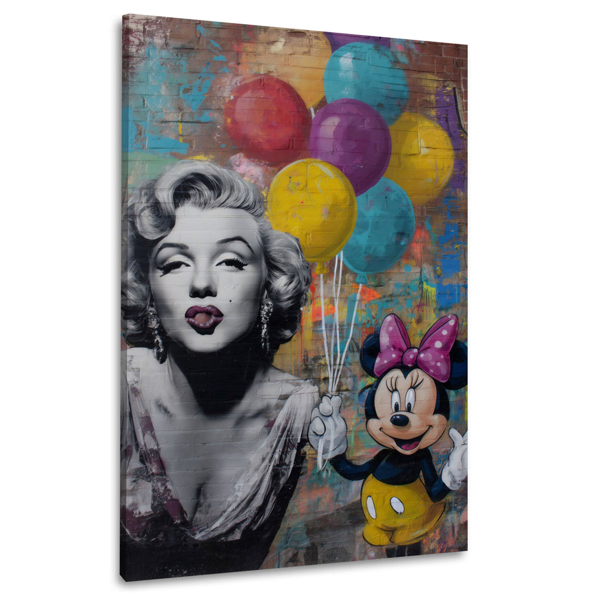 Marilyn e topolina con palloncini colorati Street Art quadro