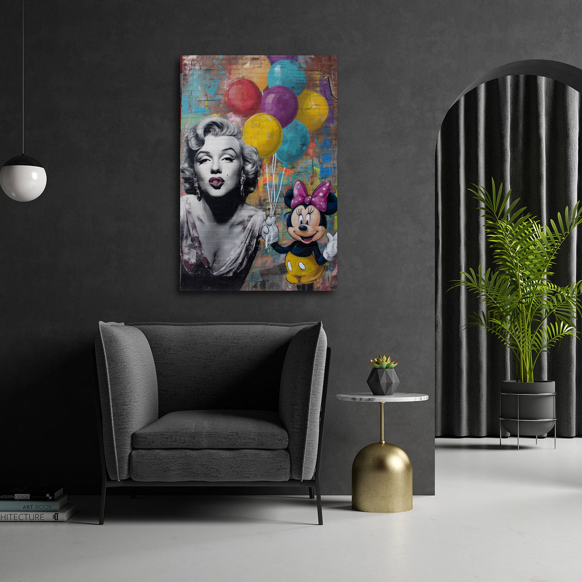 Marilyn e topolina con palloncini colorati Street Art quadro