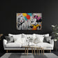 Marilyn in bianco e nero con topolina e palloncini graffiti quadro