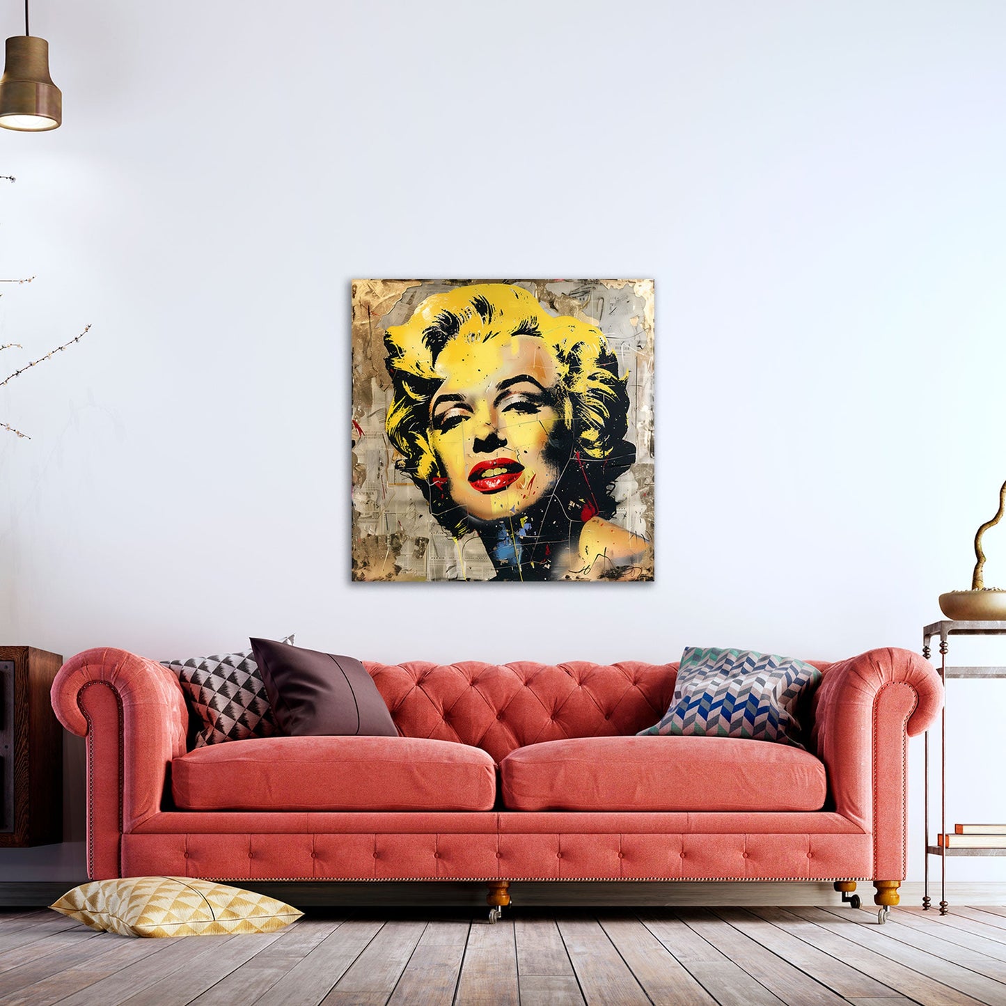 Marilyn Pop Art con volto glamour e labbra rosse quadro