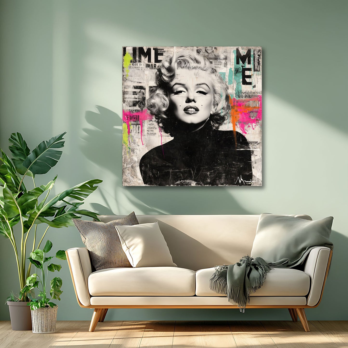 Marilyn Pop Art in bianco nero con colori vivaci quadro
