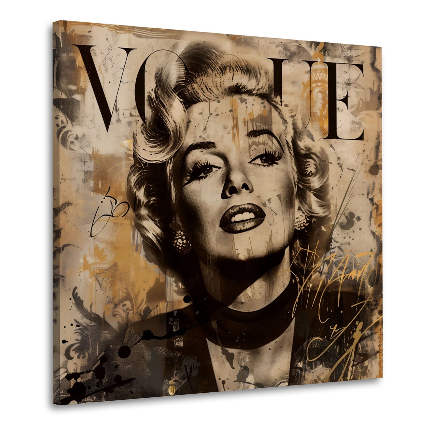 Marilyn ritratto vintage in seppia con arte astratta quadro
