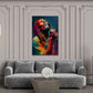 Marley cantante reggae microfono dreadlocks ritratto performance quadro