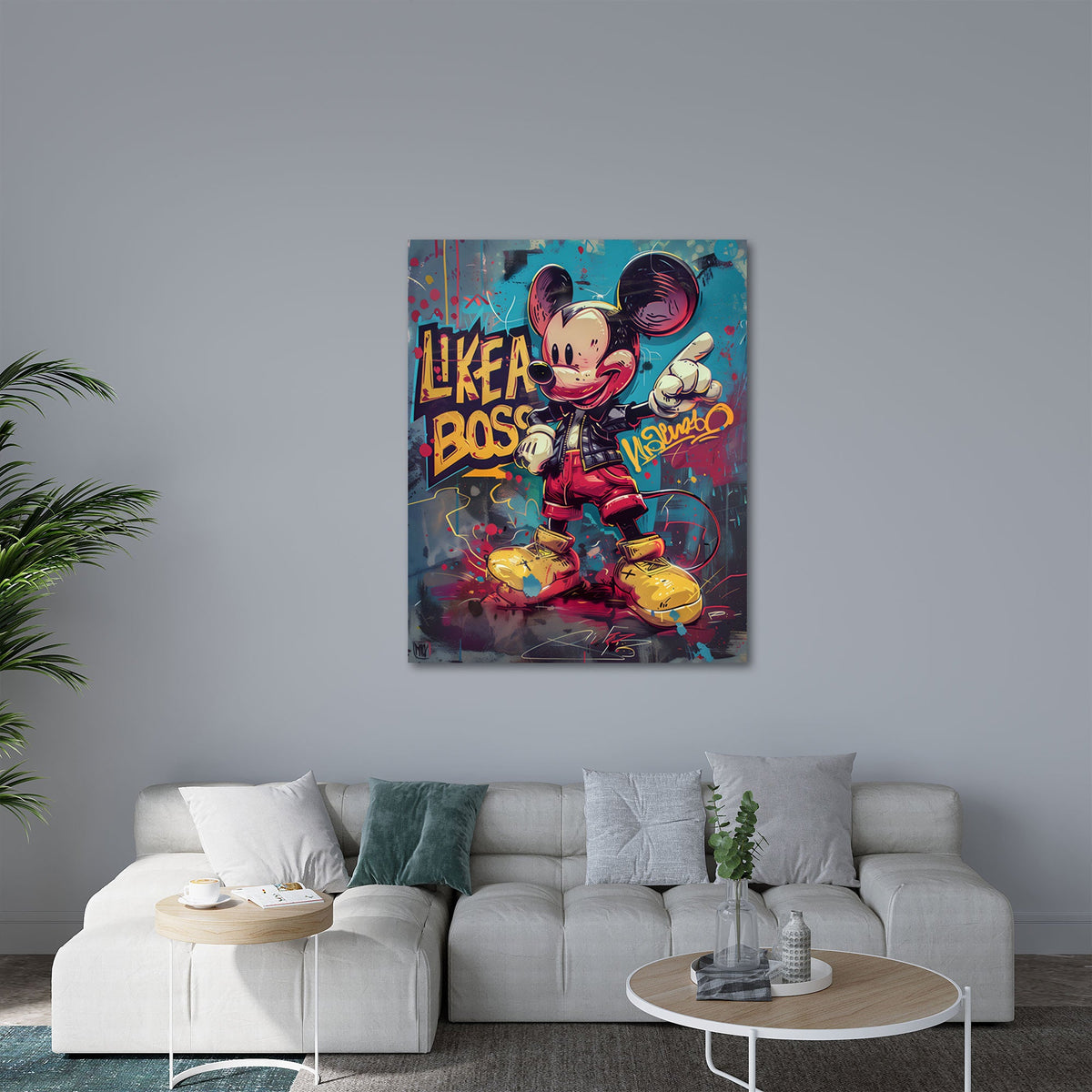 Topo sicuro di sé con scritta Like a Boss Street Art quadro