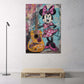 Minnie Mouse con chitarra su muro graffiti pop art quadro