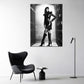 Moda futuristica donna in latex elegante bianco e nero quadro