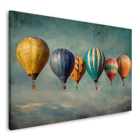 Mongolfiere sopra le montagne in colori tenui quadro