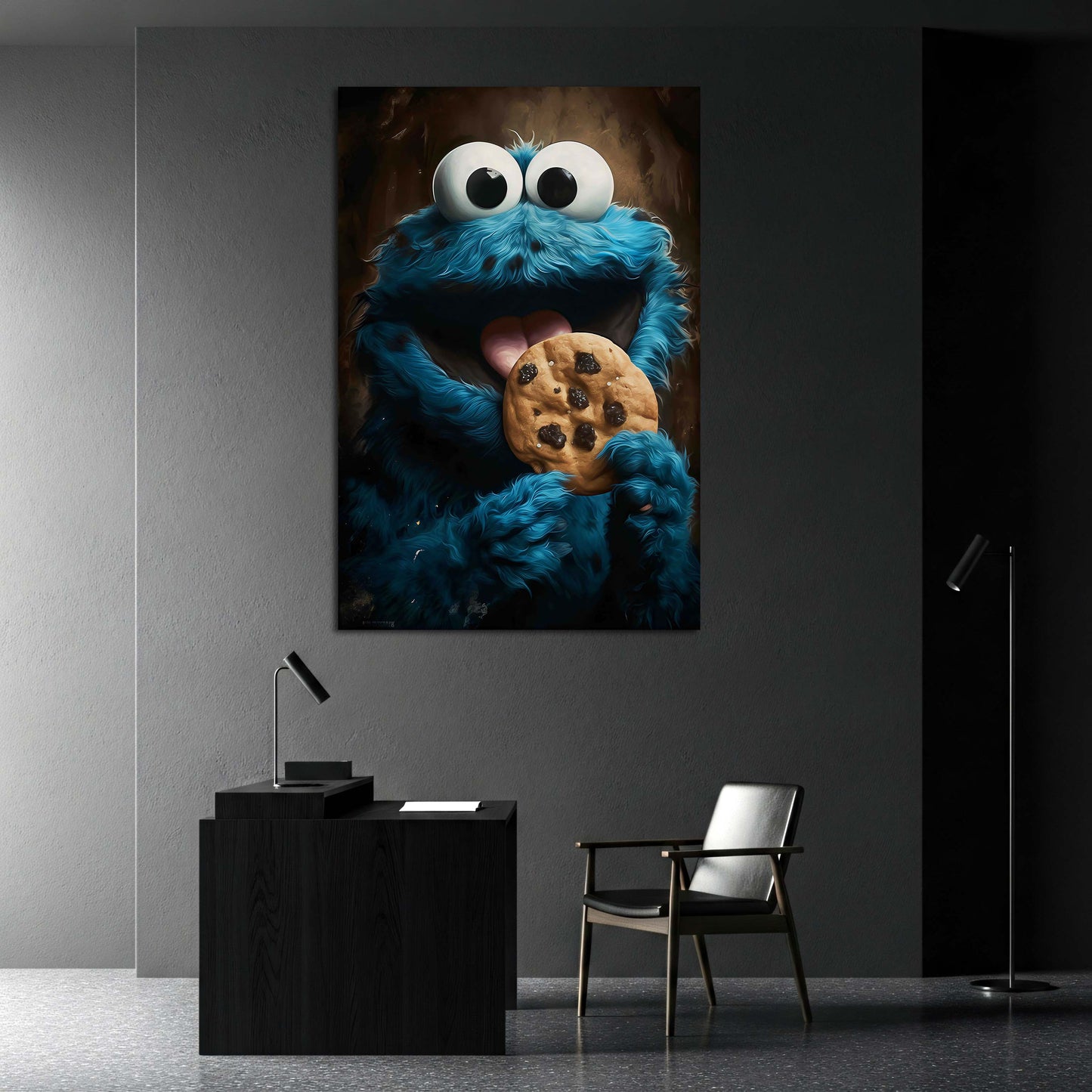 Mostro blu biscotto stampa artistica arte fumetto quadro