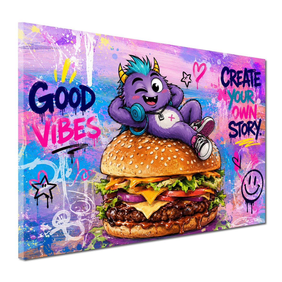 Mostro su Hamburger Pop Art Graffiti Good Vibes moderno quadro