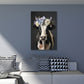 Mucca elegante bianco nera con fiori quadro