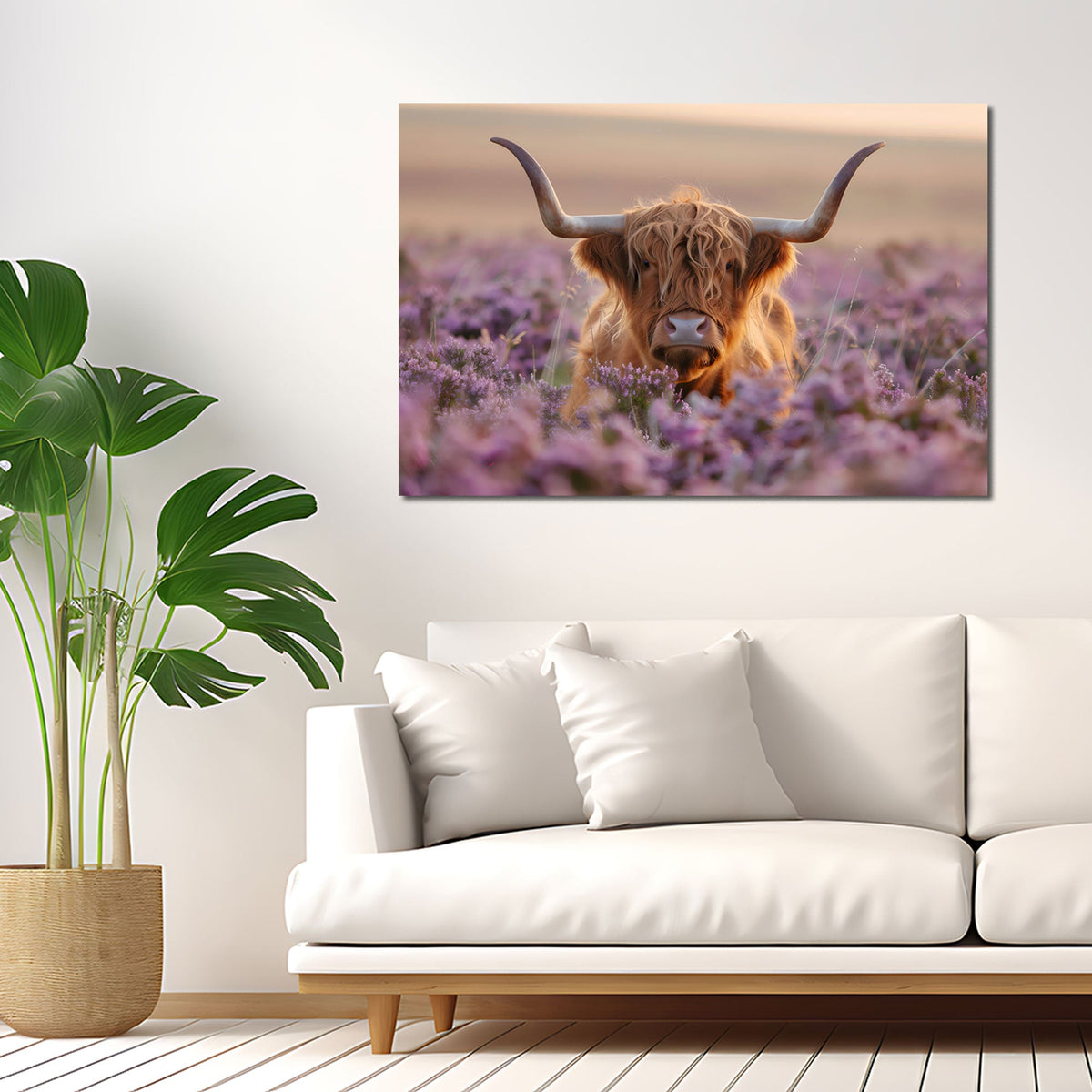 Quadro mucca highland ambientato