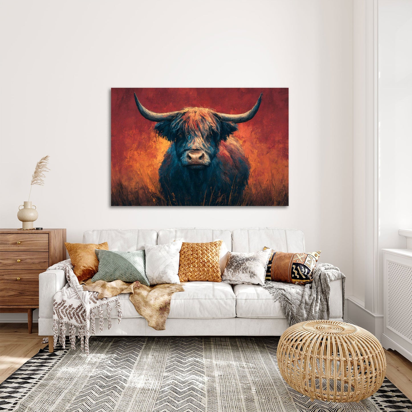 Mucca pastello espressiva in stile contemporaneo quadro